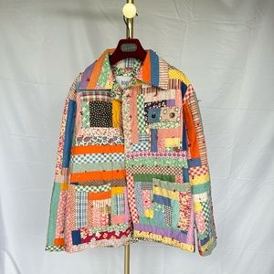 Bode 1930 Log Cabin Patchwork Cotton Jacket - image 1